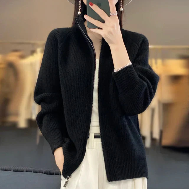 Margie - Wool cardigan with zipper