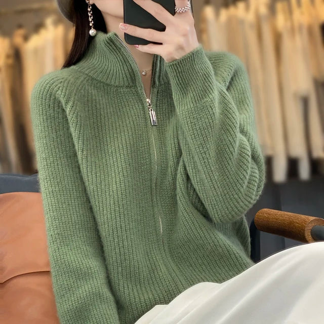 Margie - Wool cardigan with zipper