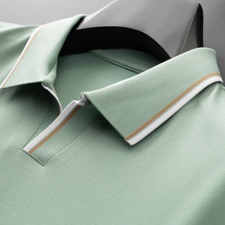 Sven - Elegant silk buttonless polo shirt