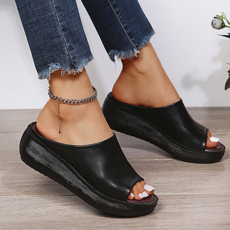 Bethany - Leather ergonomic wedge heels