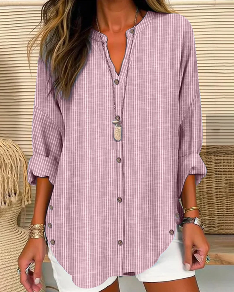 Sisa - Stylish and trendy V-neck top with stripes