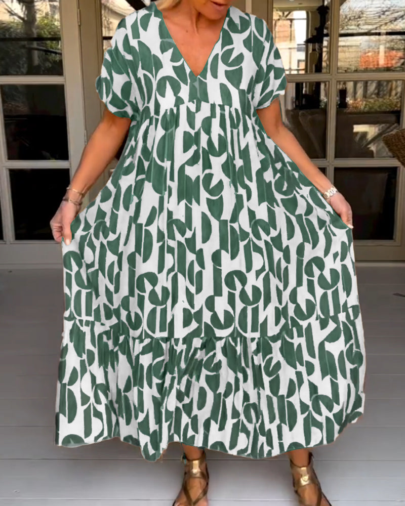 Sharon - Short sleeve dress with V-neckline