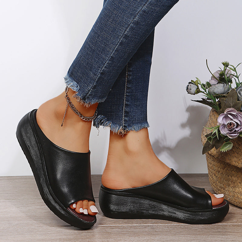 Bethany - Leather ergonomic wedge heels