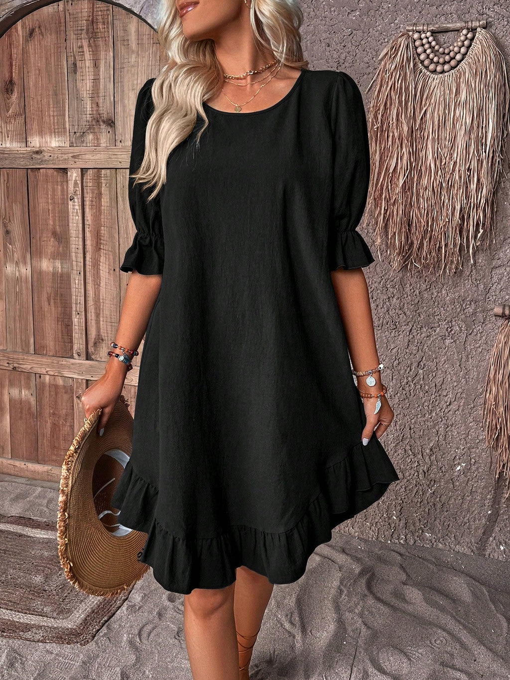 Stella - Dress puffed sleeves