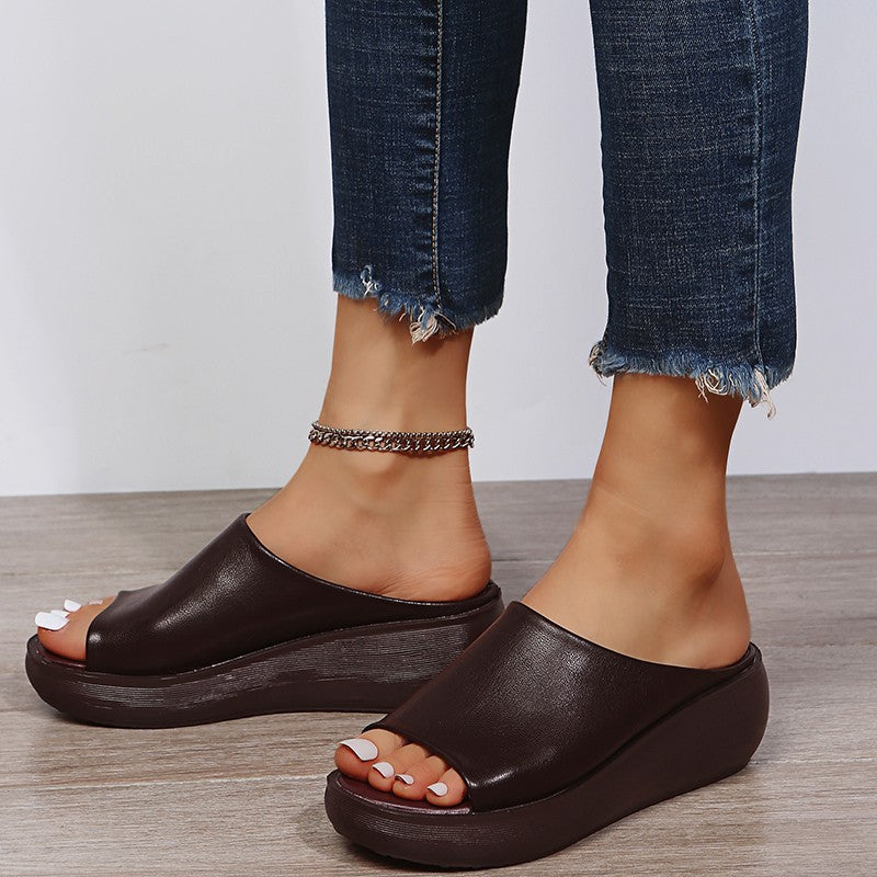 Bethany - Leather ergonomic wedge heels