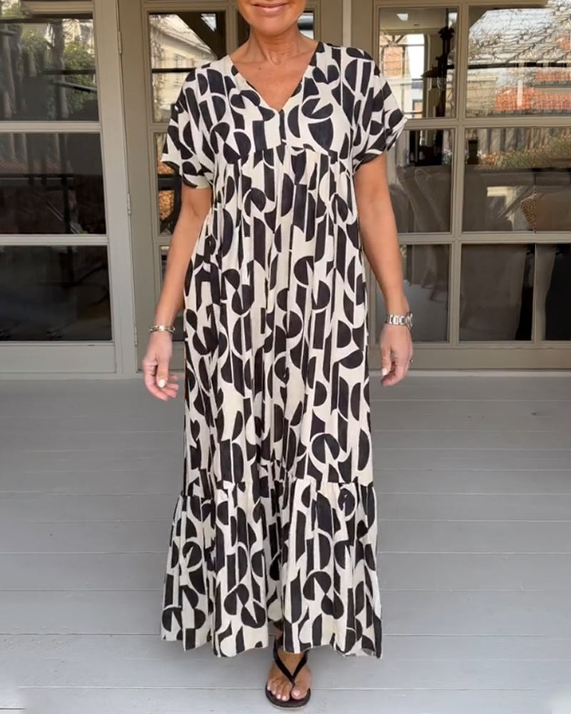 Sharon - Short sleeve dress with V-neckline