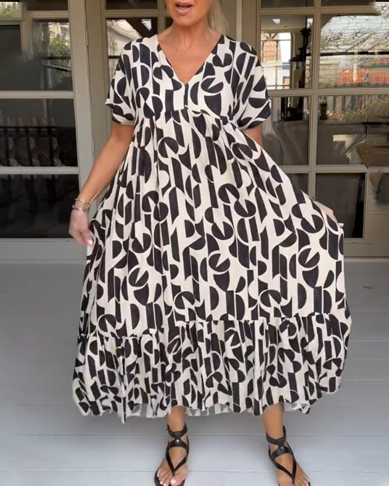 Sharon - Short sleeve dress with V-neckline