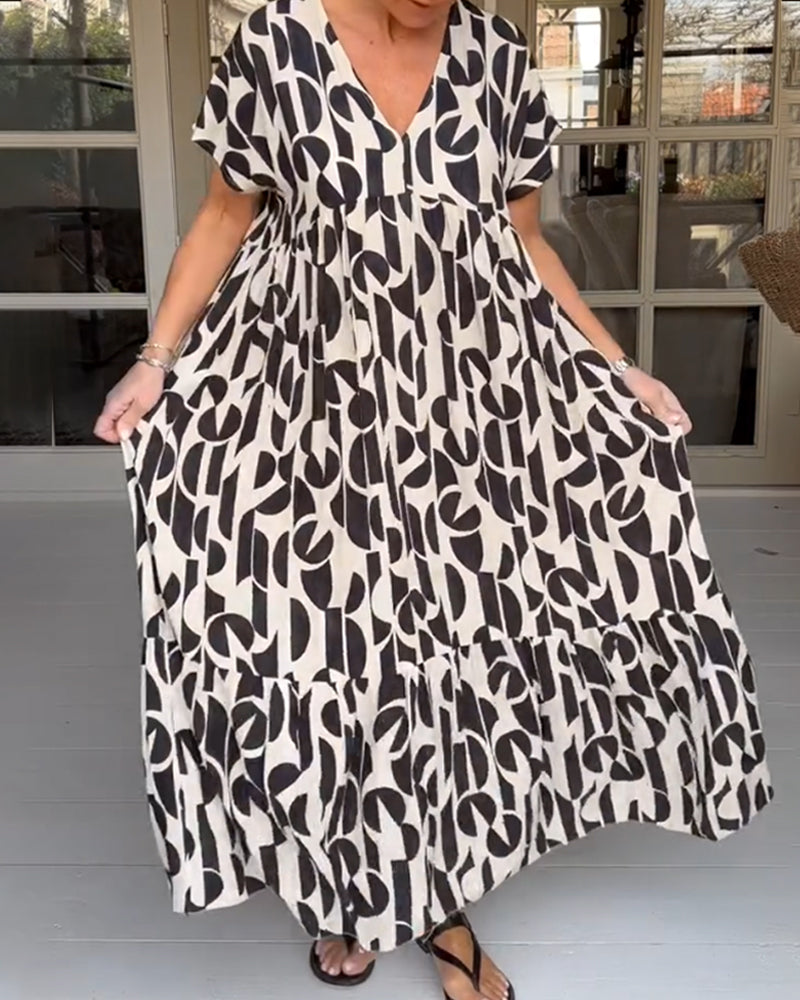 Sharon - Short sleeve dress with V-neckline