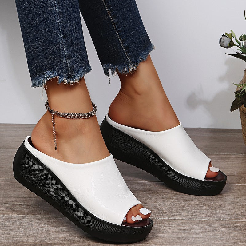 Bethany - Leather ergonomic wedge heels