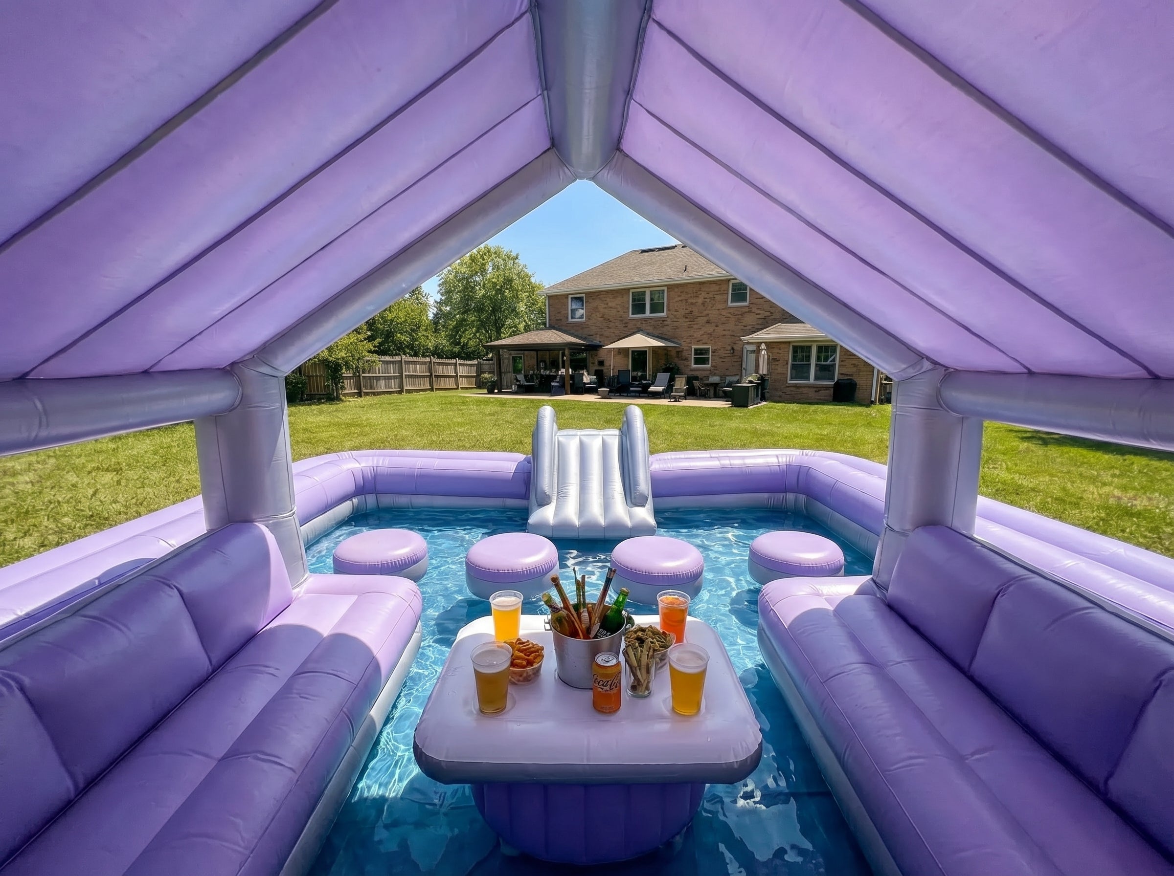 Inflatable Floating Pool Lounge – Backyard Pool Pavilion with Seating — image 7