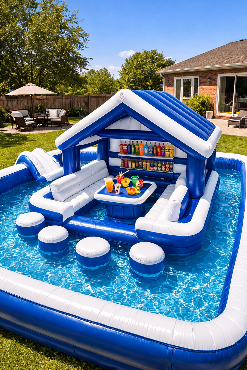 Inflatable Floating Pool Lounge – Backyard Pool Pavilion with Seating — image 5