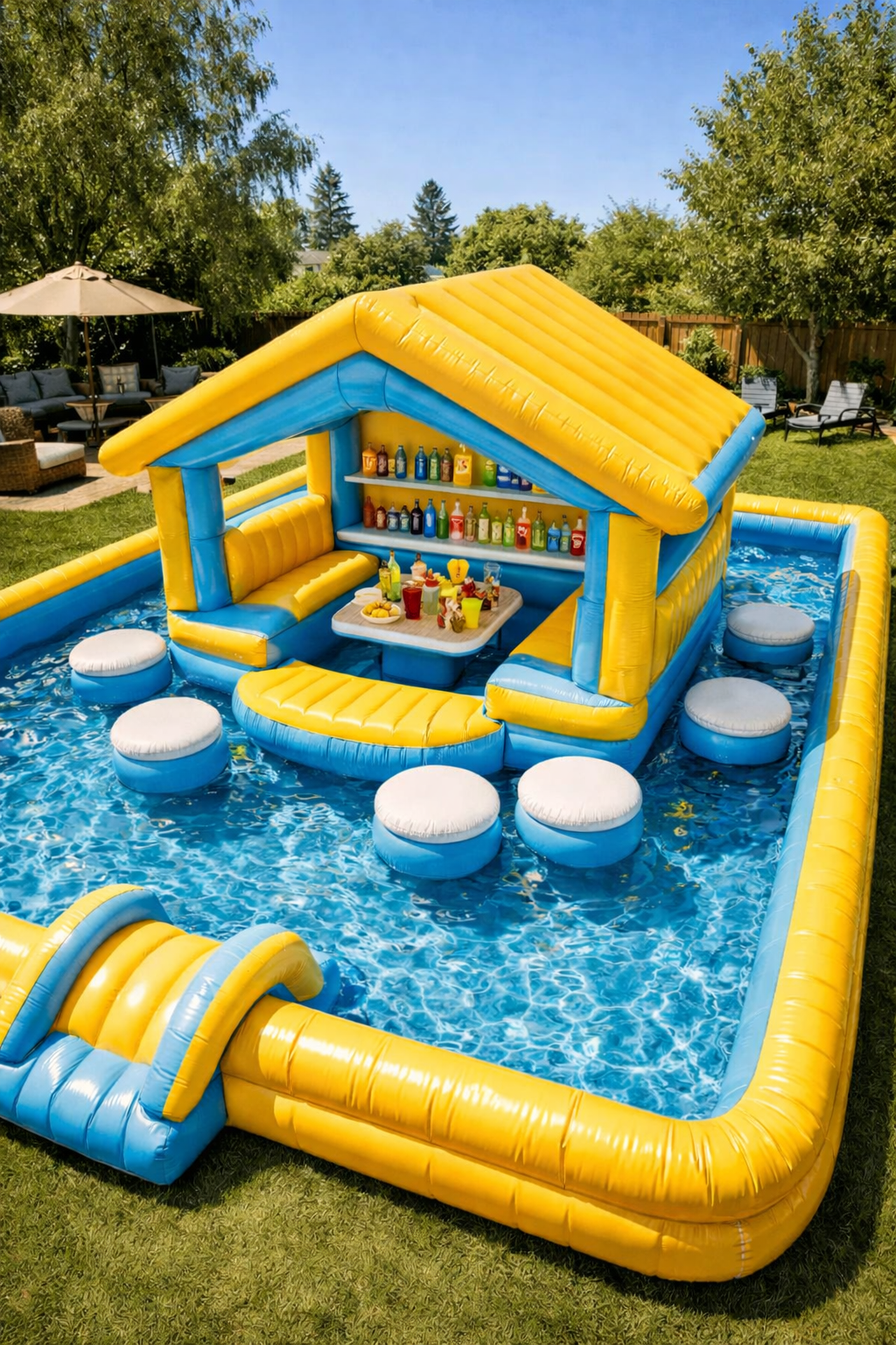 Inflatable Floating Pool Lounge – Backyard Pool Pavilion with Seating — image 4