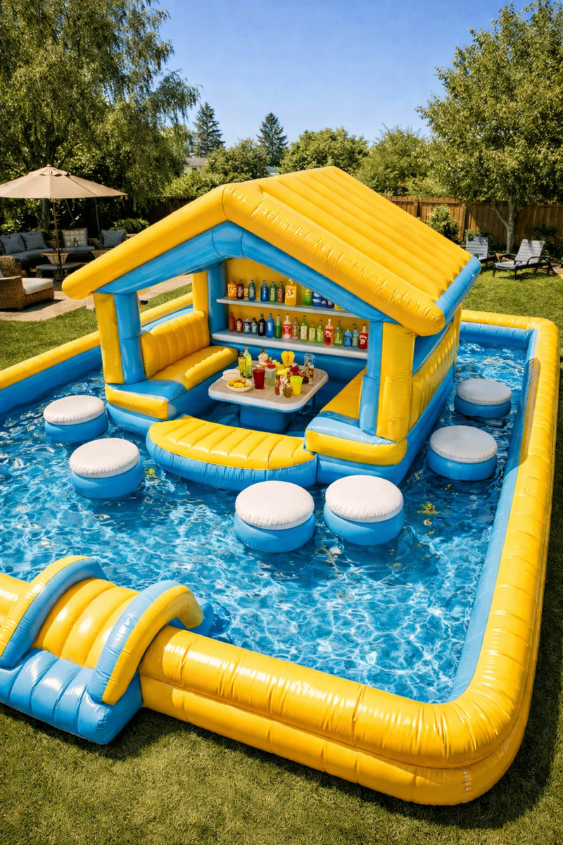 Inflatable Floating Pool Lounge – Backyard Pool Pavilion with Seating — image 4