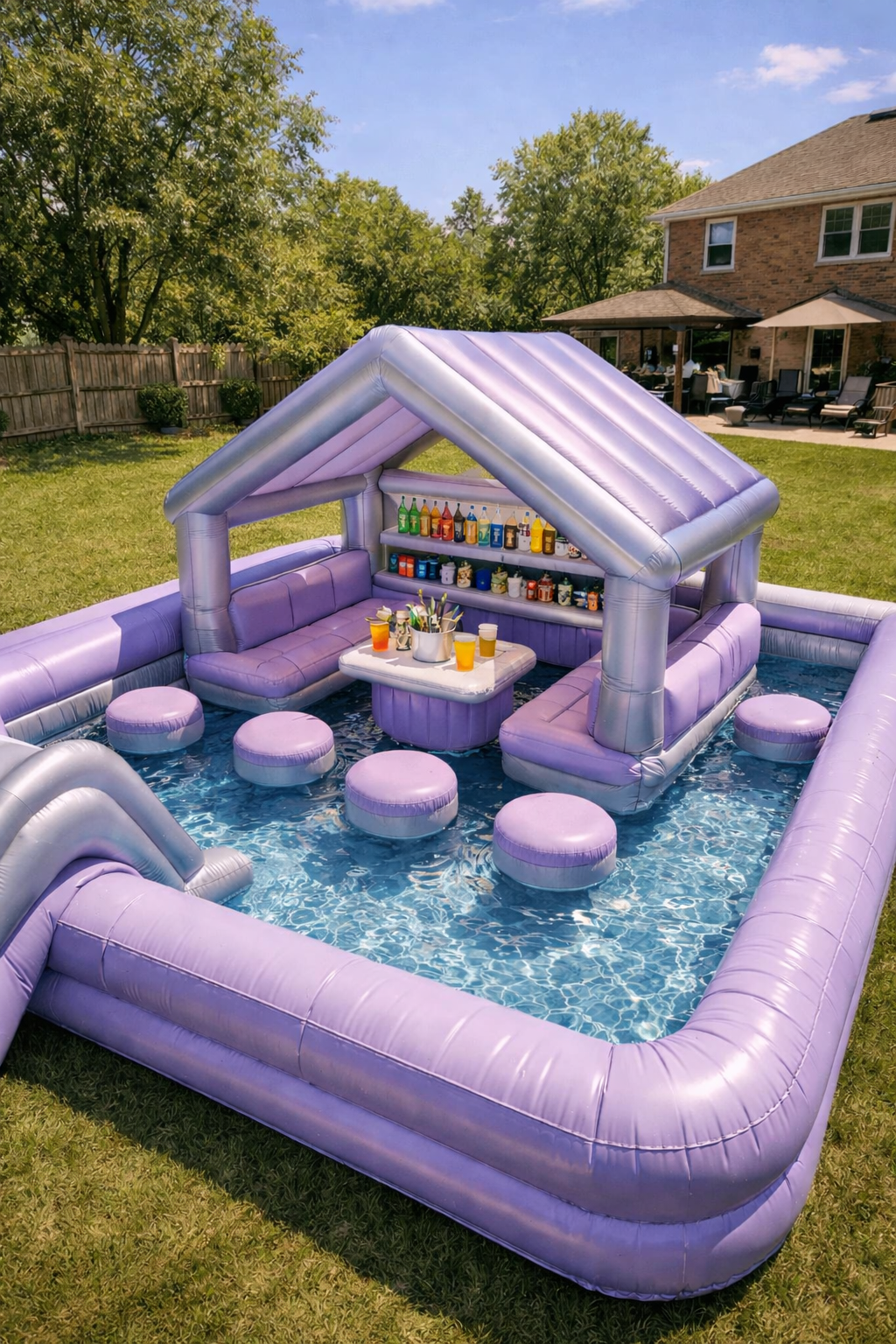 Inflatable Floating Pool Lounge – Backyard Pool Pavilion with Seating — image 6