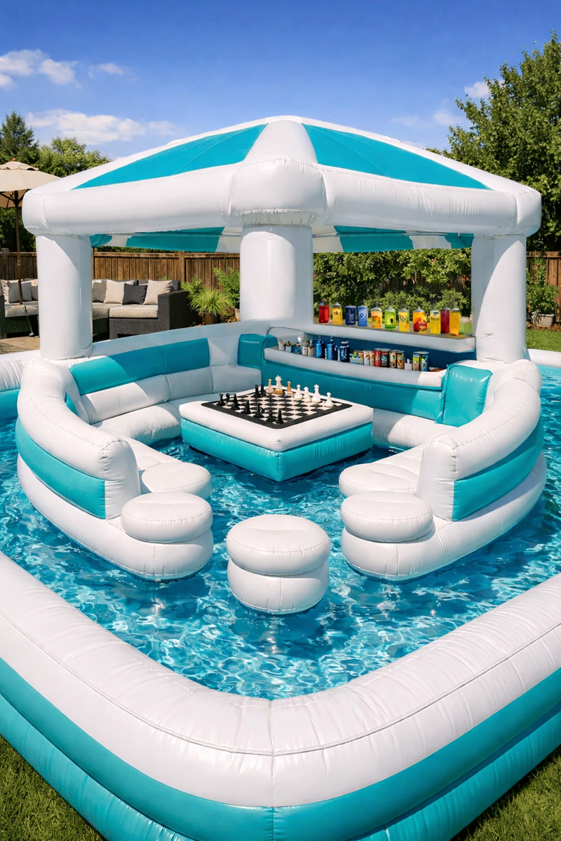 Inflatable Floating Pool Lounge – Backyard Pool Pavilion with Seating — image 1