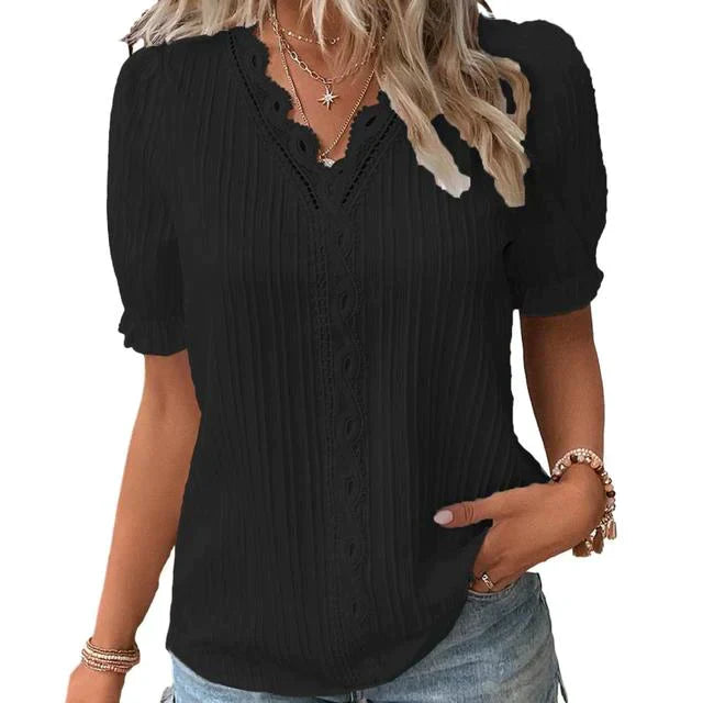 Linde - Short sleeve blouse with lace