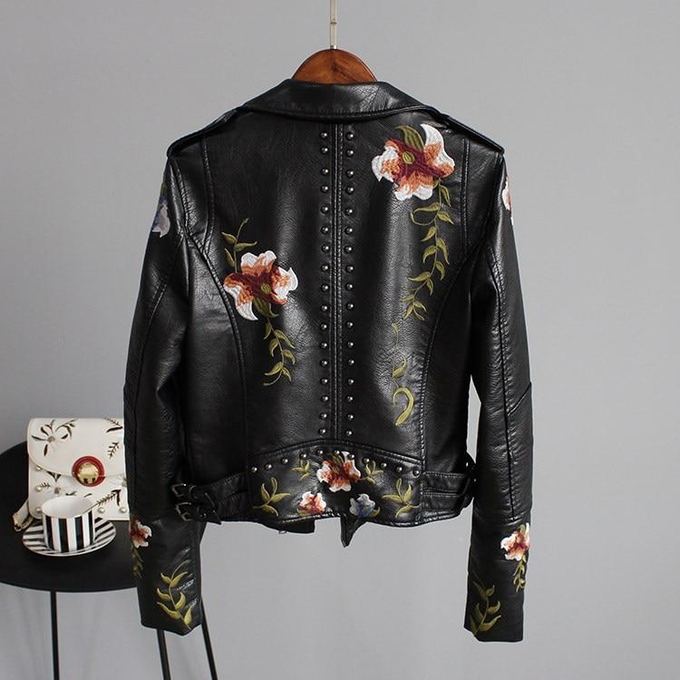 Vera - Floral leather jacket with handmade details