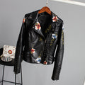 Vera - Floral leather jacket with handmade details