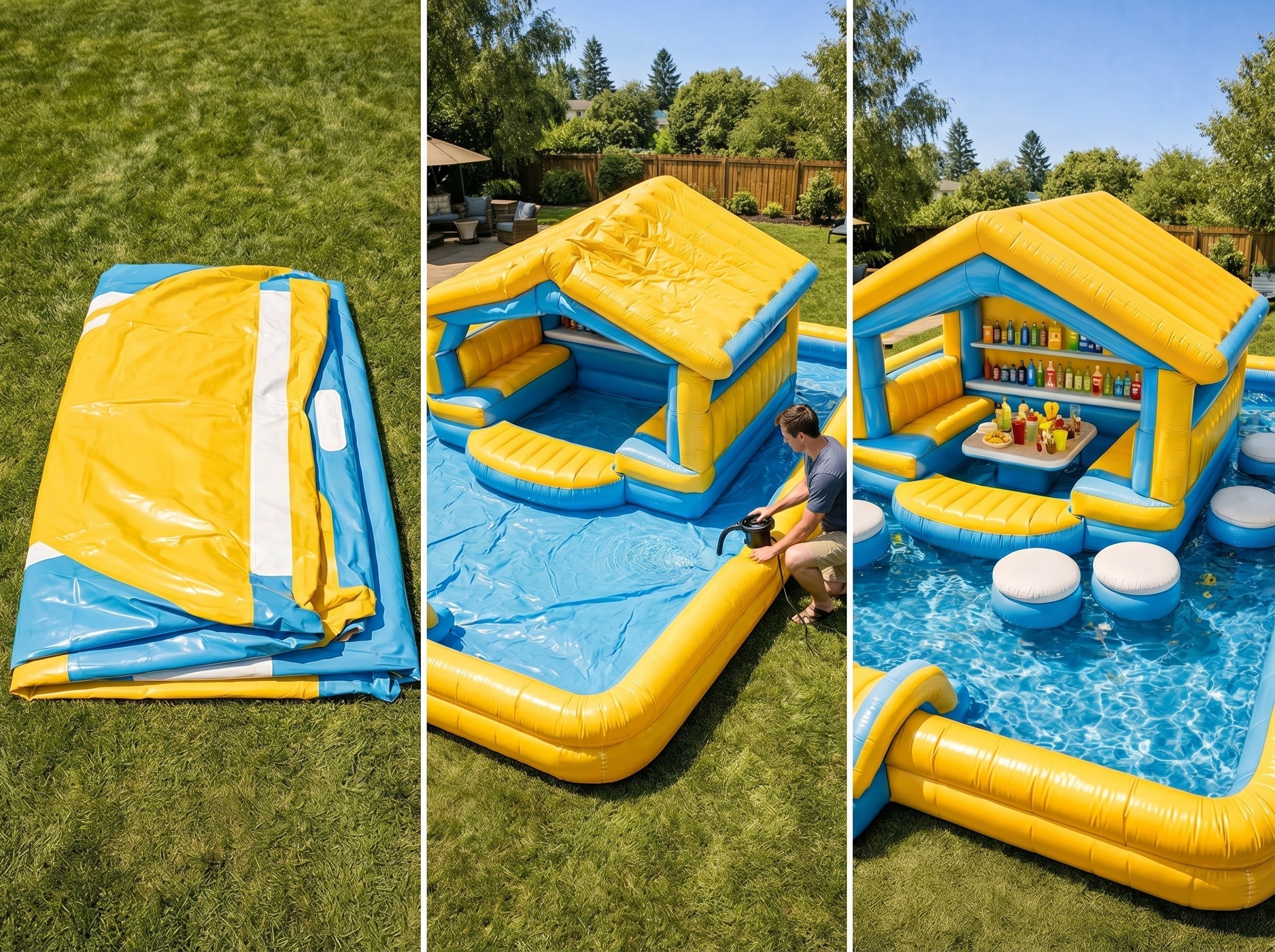 Inflatable Floating Pool Lounge – Backyard Pool Pavilion with Seating — image 8