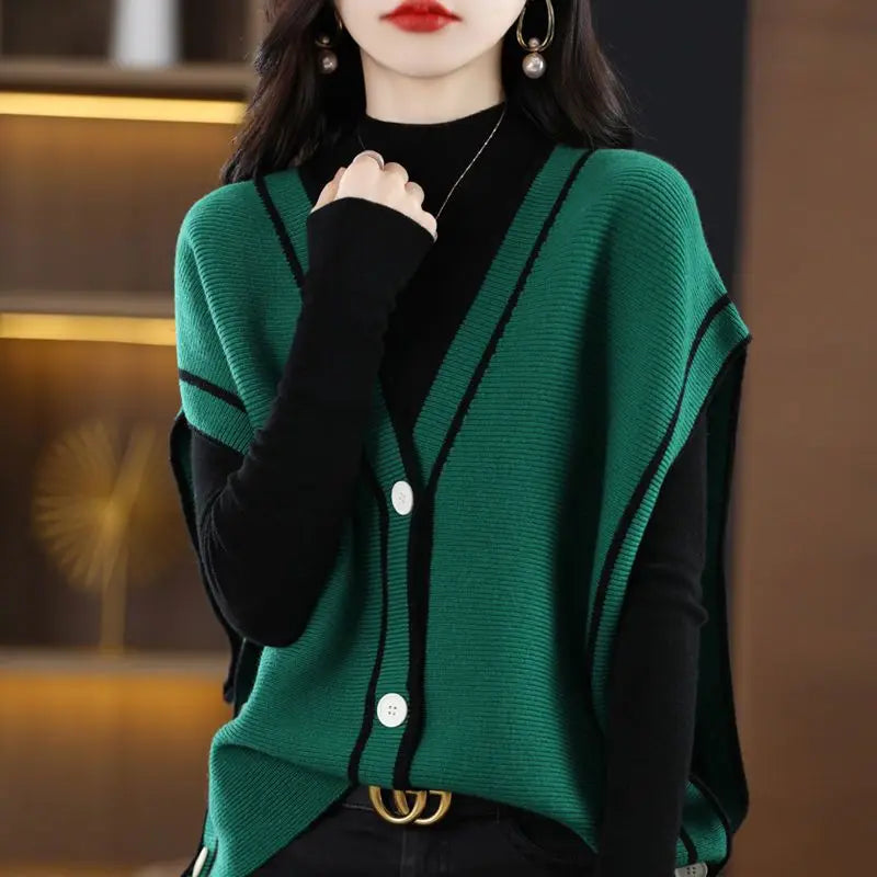 Nora V-Neck Contrast Knitted Cardigan