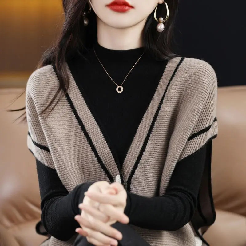 Nora V-Neck Contrast Knitted Cardigan