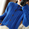 Hannah Half High Collar Twists Knitted Cardigan