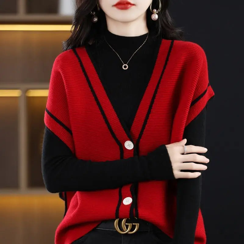 Nora V-Neck Contrast Knitted Cardigan