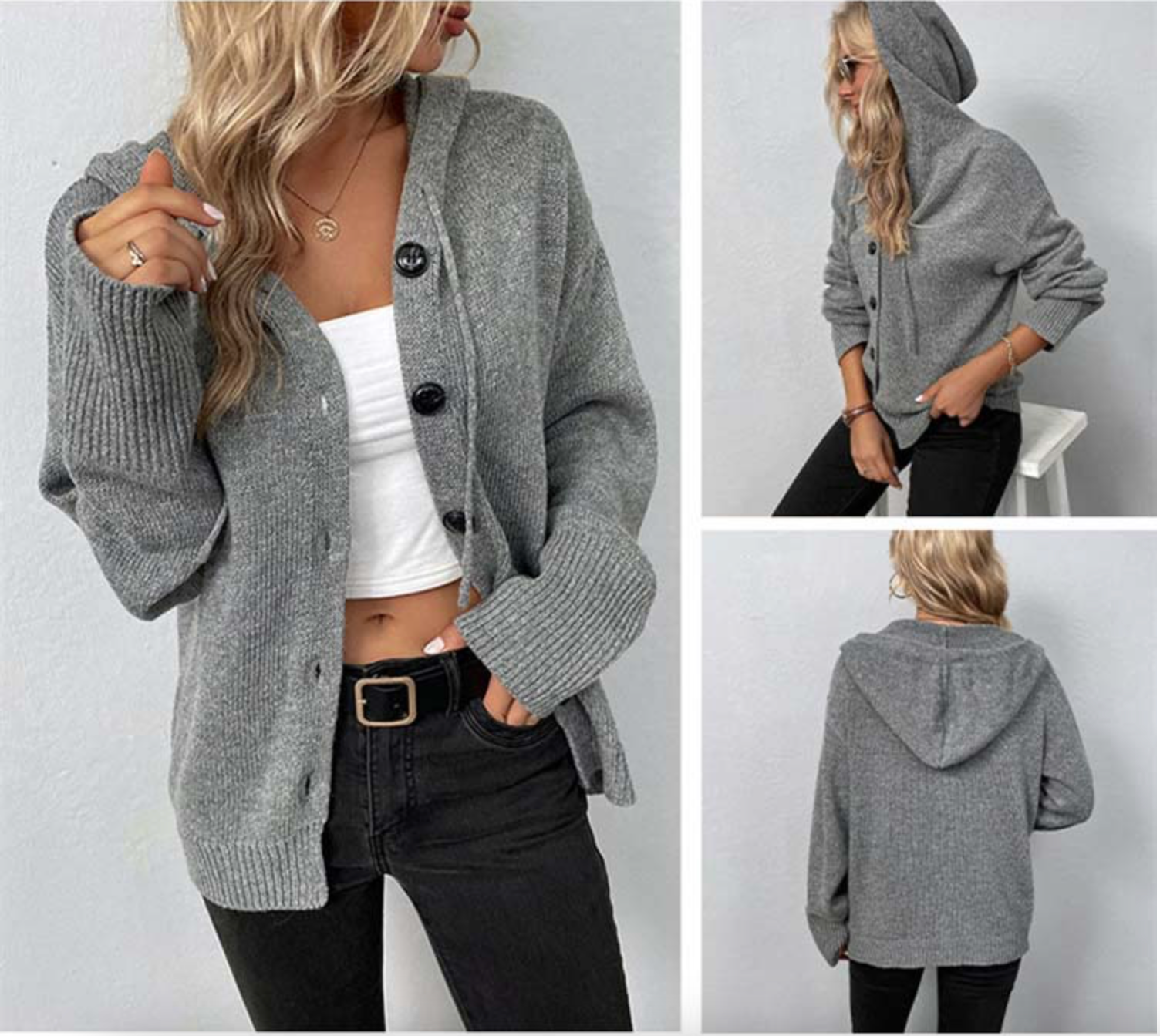 Zoey - Long-Sleeve Hooded Cardigan