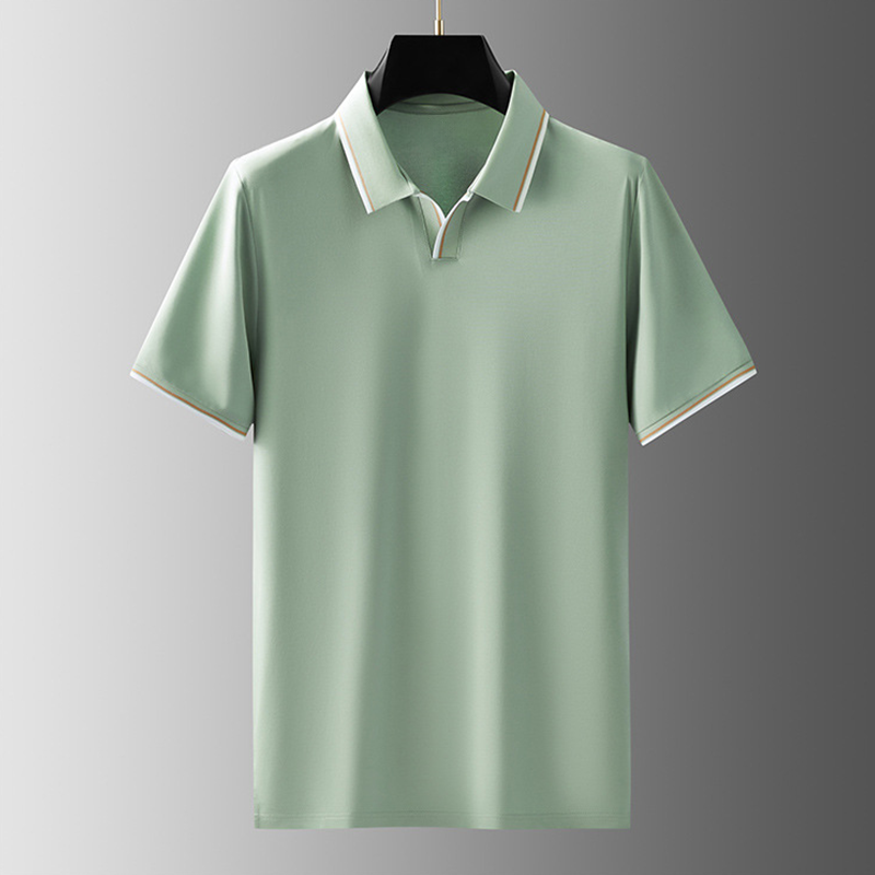 Sven - Elegant silk buttonless polo shirt
