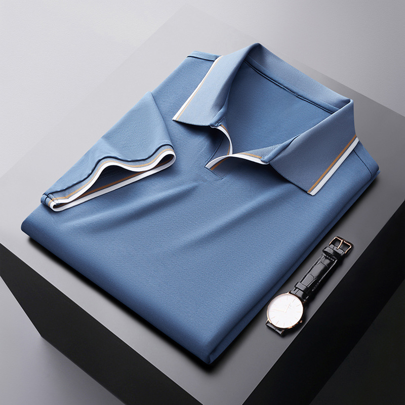 Sven - Elegant silk buttonless polo shirt