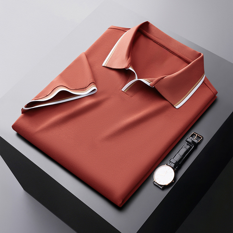 Sven - Elegant silk buttonless polo shirt
