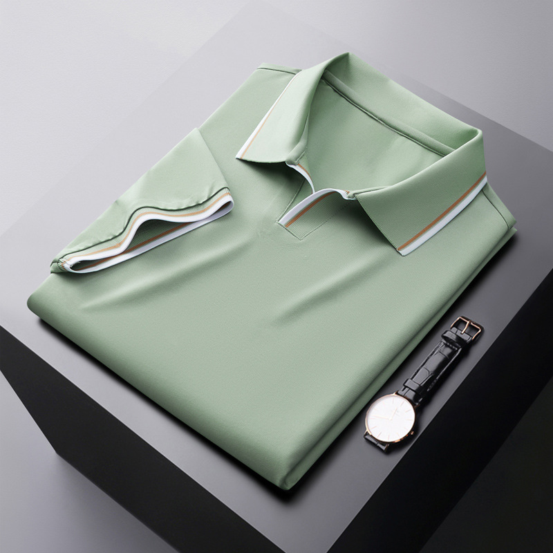 Sven - Elegant silk buttonless polo shirt