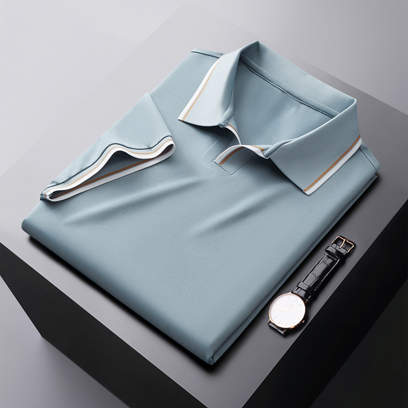 Sven - Elegant silk buttonless polo shirt