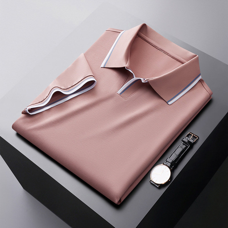 Sven - Elegant silk buttonless polo shirt