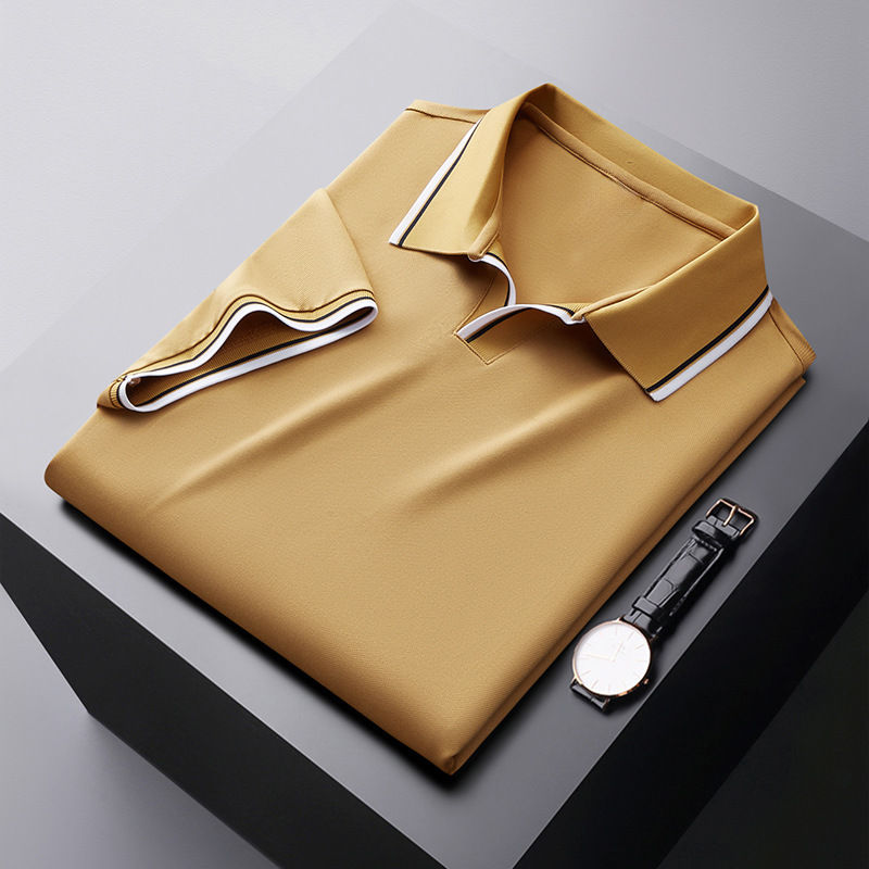 Sven - Elegant silk buttonless polo shirt