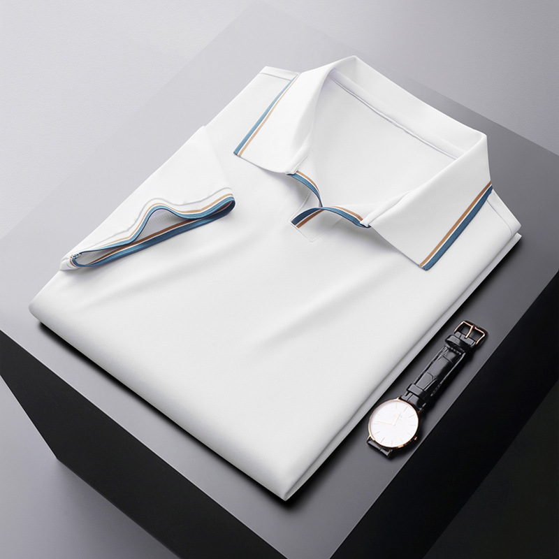 Sven - Elegant silk buttonless polo shirt