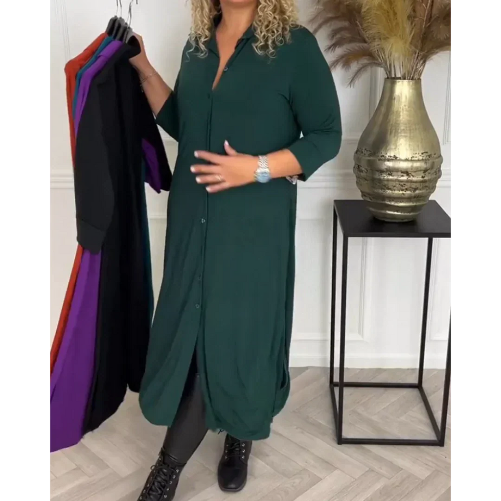 Evy - Stylish autumn/winter dress with buttons