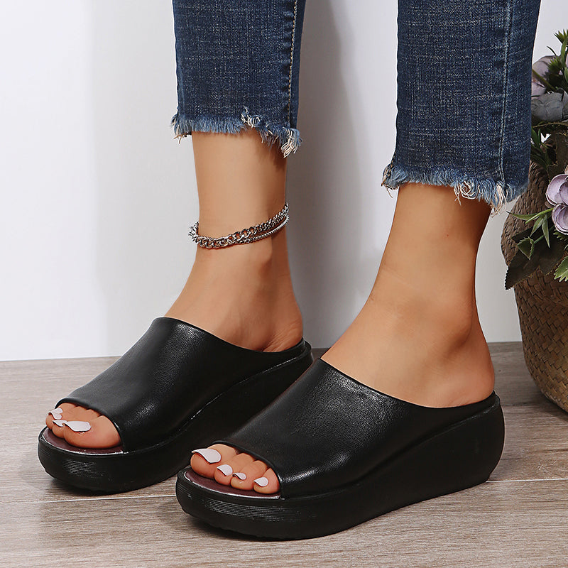 Bethany - Leather ergonomic wedge heels