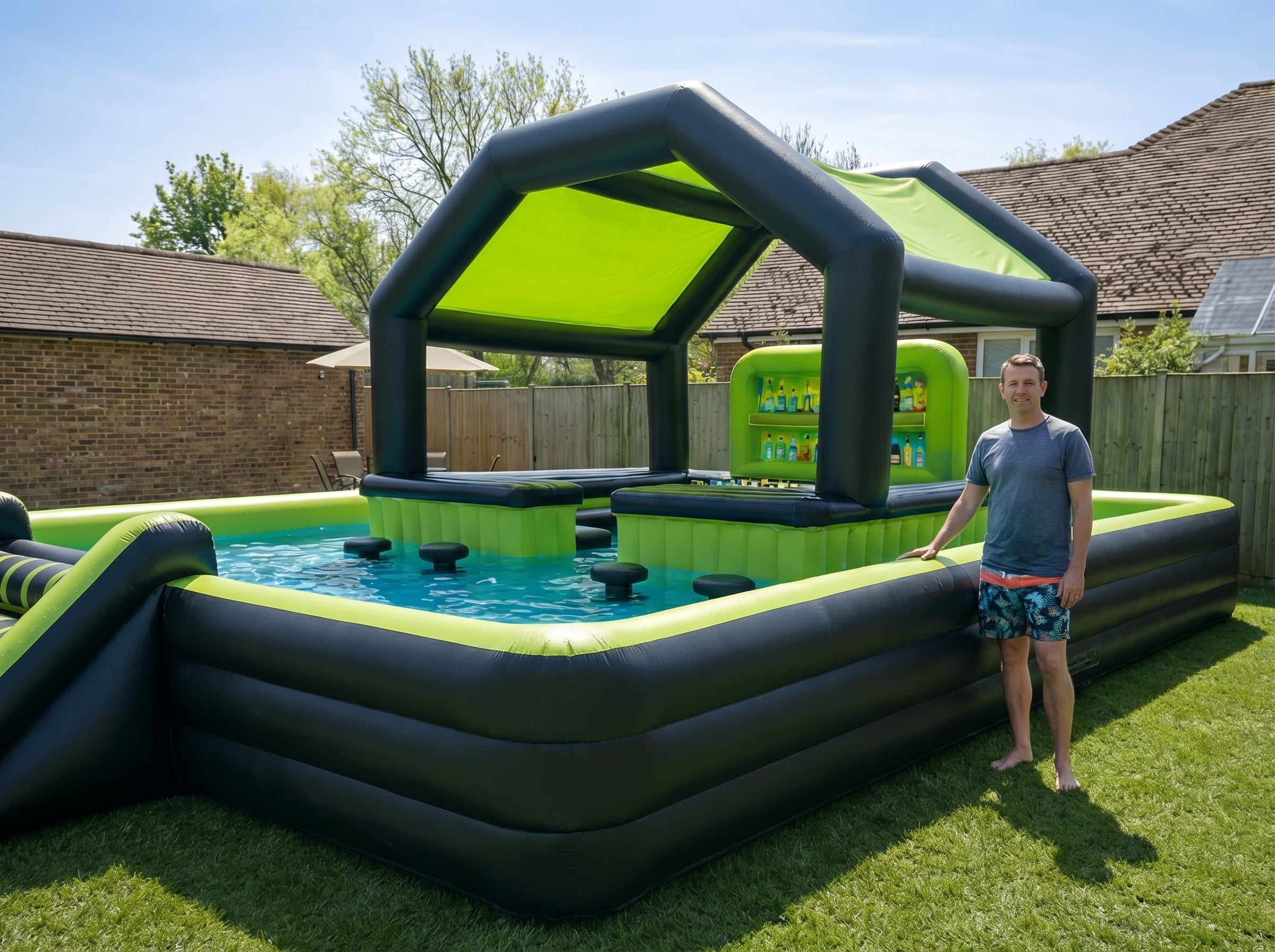 Inflatable Floating Pool Lounge – Backyard Pool Pavilion with Seating — image 10