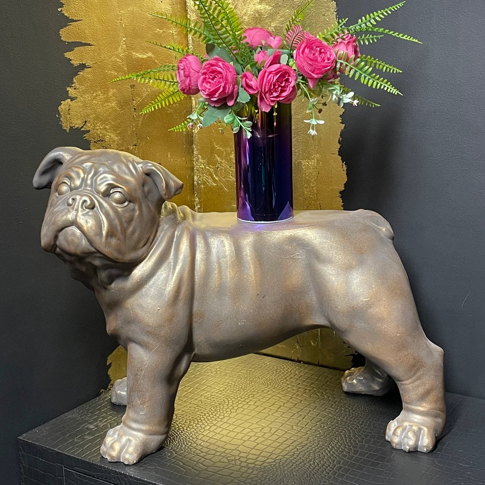 Stately Bronze Bulldog Plant Pedestal